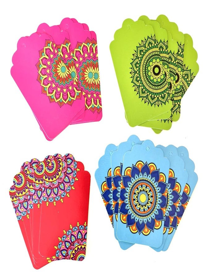 weRevel Mandala Gift Tags – 4 Unique Colorful Designs - 20 Tags, 350 GSM, Gloss Finish, 10 cm x 6 cm, with String - Image 2